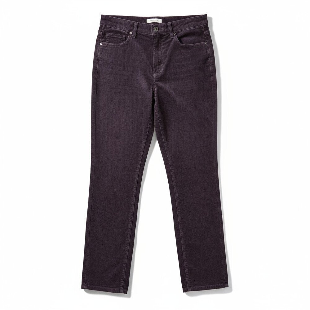 LOFT Womens Micro Corduroy Jeans Dark Gray Mid-Rise 5-Pocket Straight Leg